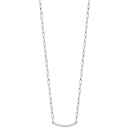 Collier composé d'une chaîne en argent 925/000 rhodié et d'un pendentif barre pavée d'oxydes de zirconium blancs.<br/>Fermoir mousqueton avec anneaux de rappel à 40, 42 et 45 cm. Strass  Adolescent Adulte Femme Fille Indémodable 