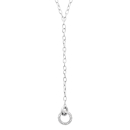 Collier de forme Y composé d'une chaîne en argent 925/000 rhodié et de deux cercles entrelacés dont un pavé d'oxydes de zirconium blancs. Cercle Rond Strass  Adolescent Adulte Femme Fille Indémodable 