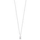 Collier composé d'une chaîne en argent 925/000 rhodié et d'un pendentif pavé d'oxydes de zirconium blancs et serti clos d'un oxyde de zirconium blanc.<br/>Fermoir mousqueton avec anneaux de rappel à 40, 42 et 45 cm. Rectangle Strass  Adolescent Adulte Femme Fille Indémodable 