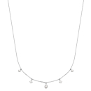 Collier composé d'une chaîne en argent 925/000 rhodié et de pendants de forme carré et goutte sertis d'oxydes de zirconium blancs.<br/>Fermoir mousqueton avec anneaux de rappel à 40, 42 et 45 cm. Goutte Losange Strass  Adolescent Adulte Femme Fille Indémodable 