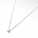 Collier en argent 925/000 rhodié serti d'un oxyde de zirconium blanc de forme ronde. Carré  Adolescent Adulte Femme Fille Indémodable 