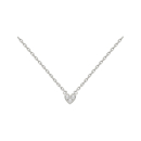 Collier composé d'une chaîne en argent 925/000 rhodié et d'un pendentif en forme de cœur serti d'oxydes de zirconium blancs.<br/>Fermoir anneau ressort avec 3 cm de rallonge. Coeur Strass  Adolescent Adulte Amour Femme Fille Indémodable 