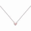 Collier composé d'une chaîne en argent 925/000 rhodié et d'un pendentif en forme de cœur serti d'oxydes de zirconium roses.<br/>Fermoir anneau ressort avec 3 cm de rallonge. Coeur Strass  Adolescent Adulte Amour Femme Fille Indémodable 