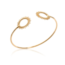 Bracelet jonc ouvert fini par deux soleils en plaqué or 18 carats. Jonc Rond Soleil  Adolescent Adulte Femme Fille Indémodable Nature 
