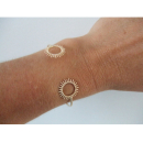 Bracelet jonc ouvert fini par deux soleils en plaqué or 18 carats. Jonc Rond Soleil  Adolescent Adulte Femme Fille Indémodable Nature 
