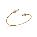 Bracelet jonc rigide en plaqué or et oxyde de zirconium. Jonc Plume Rigide  Adolescent Adulte Femme Fille Indémodable 