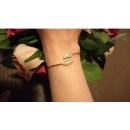 Bracelet jonc rigide en plaqué or et oxyde de zirconium. Jonc Plume Rigide  Adolescent Adulte Femme Fille Indémodable 