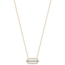 Collier en plaqué or, oxyde de zirconium et pierres d'imitation turquoise. Losange Rectangle Rond Strass Turquoise  Adolescent Adulte Femme Fille Indémodable 