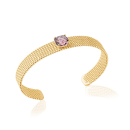 Bracelet jonc en plaqué or et pierre synthétique sertie 4 griffes. Carré Jonc  Adolescent Adulte Femme Fille Indémodable 