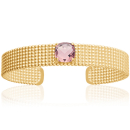 Bracelet jonc en plaqué or et pierre synthétique sertie 4 griffes. Carré Jonc  Adolescent Adulte Femme Fille Indémodable 