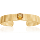 Bracelet jonc en plaqué or et pierre synthétique. Carré Jonc  Adolescent Adulte Femme Fille Indémodable 