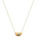 Collier avec pendentif en plaqué or et labradorite. Rond  Adolescent Adulte Femme Fille Indémodable 