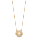 Pendentif avec pendentif en plaqué or et pierre de lune serti clos. Lune Rond  Adolescent Adulte Femme Fille Indémodable 