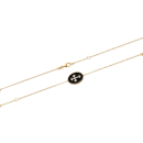 Bracelet avec pastille motif croix en plaqué or, émail de couleur noire et oxydes de zirconium. Croix Ovale Strass  Adolescent Adulte Femme Fille Indémodable Religion Symboles 
