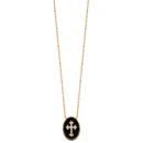 Collier avec pendentif motif croix en plaqué or, émail et oxydes de zirconium. Croix Ovale Strass  Adolescent Adulte Femme Fille Indémodable Religion Symboles 
