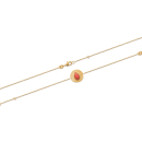 Bracelet en plaqué or et pierre d'imitation corail. Goutte Rond  Adolescent Adulte Femme Fille Indémodable 