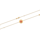 Bracelet en plaqué or 18 carats serti d'une pierre synthétique corail. Rond  Adolescent Adulte Femme Fille Indémodable 