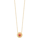 Collier avec pendentif en plaqué or et pierre synthétique. Rond  Adolescent Adulte Femme Fille Indémodable 