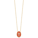 Collier avec pendentif en plaqué or, émail et croix en oxydes de zirconium. Croix Ovale  Adolescent Adulte Femme Fille Indémodable Religion Symboles 