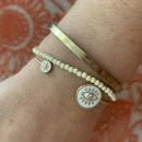 Bracelet jonc avec œil de Turquie en plaqué or, émail et oxyde de zirconium. Jonc Oeil Oeil de Turquie  Adolescent Adulte Femme Fille Indémodable Symboles 