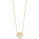 Collier avec pendentif cercle composé d'une plume en plaqué or 18 carats et pierre de nacre.<br/>Fermoir mousqueton avec anneaux de rappel à 40, 42 et 45 cm. Rond  Adolescent Adulte Femme Fille Indémodable Nature 