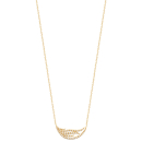 Collier composé d'une chaîne et d'un pendentif de plumes en plaqué or jaune 18 carats pavé d'oxydes de zirconium blancs.<br/>Fermoir mousqueton avec anneaux de rappel à 40, 42 et 45 cm. Plume Strass  Adolescent Adulte Femme Fille Indémodable 