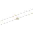 Bracelet composé d'une chaîne en plaqué or jaune 18 carats et d'une pastille de forme ovale avec motif d'étoile en relief en plaqué or jaune 18 carats et pavée de nacre sur une face.<br/>Fermoir mousqueton avec anneaux de rappel à 16 et 18 cm. Etoile Ovale  Adolescent Adulte Femme Fille Indémodable Nature 