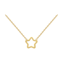 Collier composé d'une chaîne et d'un pendentif étoile ajourée en plaqué or jaune 18 carats.<br/>Fermoir anneau ressort avec 4 cm de rallonge. Etoile  Adolescent Adulte Femme Fille Indémodable Nature 