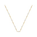 Collier composé d'une chaîne en plaqué or jaune 18 carats et de perles d'eau douce.<br/>Fermoir anneau ressort avec 4 cm de rallonge. Perle  Adolescent Adulte Femme Fille Indémodable 
