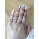 Bague en argent 925/000 rhodié sertie d'oxydes de zirconium blancs.  Adulte Femme Indémodable 