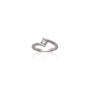Bague solitaire en argent 925/000 rhodié surmontée d'un oxyde de zirconium blanc. Carré  Adulte Femme Indémodable Mariage 