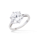 Bague en argent 925/000 rhodié et solitaire en oxyde de zirconium serti 6 griffes. Rond Solitaire  Adolescent Adulte Femme Fiançailles Fille Indémodable Mariage 