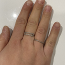 Bague alliance en argent 925/000 rhodié et oxydes de zirconium. Alliance Anneau Rond Strass  Adolescent Adulte Femme Fiançailles Fille Indémodable Mariage 