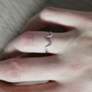 Bague vague en argent 925/000 rhodié.  Adolescent Adulte Femme Fille Indémodable 