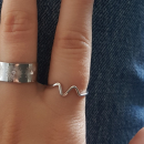 Bague vague en argent 925/000 rhodié.  Adolescent Adulte Femme Fille Indémodable 