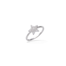 Bague étoile en argent 925/000 rhodié sertie d'oxydes de zirconium blancs. Anneau Etoile  Adolescent Adulte Femme Fille Indémodable 