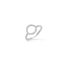 Bague Cercle en argent 925/000 rhodié sertie d'oxydes de zirconium blancs. Anneau Cercle  Adolescent Adulte Femme Fille Indémodable 