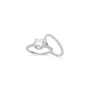 Alliance et solitaire en argent 925/000 rhodié et oxyde de zirconium. Alliance Solitaire  Adulte Femme Fiançailles Indémodable Mariage 