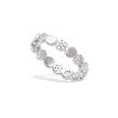 Bague en argent 925/000 rhodié avec pastilles alternées lisses et avec oxydes de zirconium. Rond  Adolescent Adulte Femme Fille Indémodable 