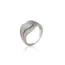 Bague en argent 925/000 rhodié et oxyde de zirconium.  Adolescent Adulte Femme Fille Indémodable 