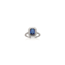 Bague en argent 925/000 rhodié, oxyde de zirconium et pierre synthétique. Rectangle  Adolescent Adulte Femme Fille Indémodable 