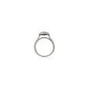 Bague en argent 925/000 rhodié, oxyde de zirconium et pierre synthétique. Rectangle  Adolescent Adulte Femme Fille Indémodable 