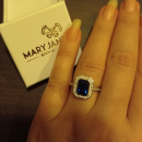 Bague en argent 925/000 rhodié, oxyde de zirconium et pierre synthétique. Rectangle  Adolescent Adulte Femme Fille Indémodable 