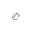 Bague en argent 925/000 rhodié et oxyde de zirconium.  Adulte Femme Indémodable 