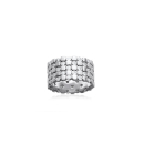 Bague en argent 925/000 rhodié et oxydes de zirconium. Carré Rond  Adolescent Adulte Femme Fille Indémodable 