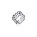 Bague en argent 925/000 rhodié et oxydes de zirconium. Carré Rond  Adolescent Adulte Femme Fille Indémodable 