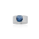 Bague en argent 925/000 rhodié et pierre synthétique sertie 4 griffes. Carré  Adolescent Adulte Femme Fille Indémodable 
