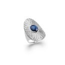 Bague en argent 925/000 rhodié et pierre synthétique. Ovale  Adolescent Adulte Femme Fille Indémodable 