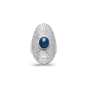 Bague en argent 925/000 rhodié et pierre synthétique. Ovale  Adolescent Adulte Femme Fille Indémodable 