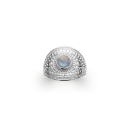 Bague en argent 925/000 rhodié et labradorite. Rond  Adolescent Adulte Femme Fille Indémodable 